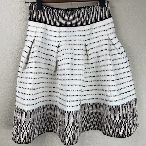 Maje Dresses & Skirts - Maje Skirt Women 1 Jiselle Jacquard A Line Mini Skirt Gold Black White Striped